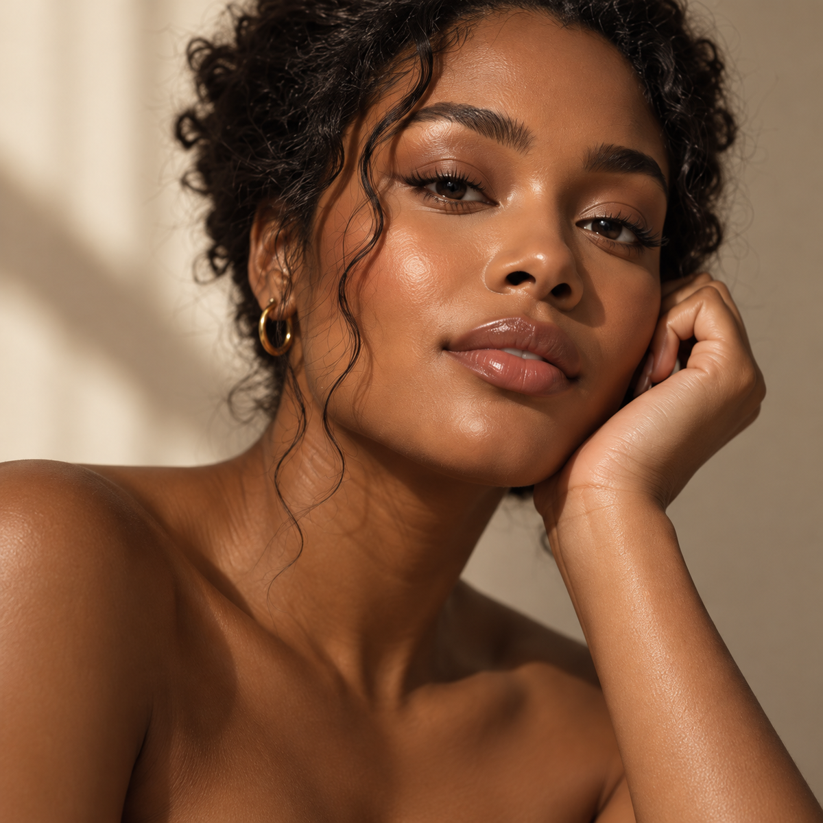 Beauty portrait with natural glowing makeup